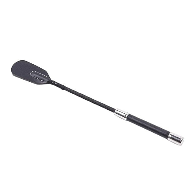 Black leather riding crop with rubber handle - azponysolutions