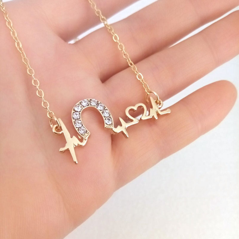 Crystal Horseshoe Pendant Necklace - azponysolutions